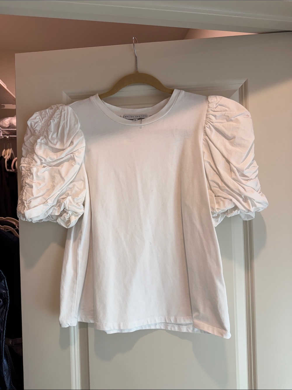 English Factory White Puff-Sleeve Tee